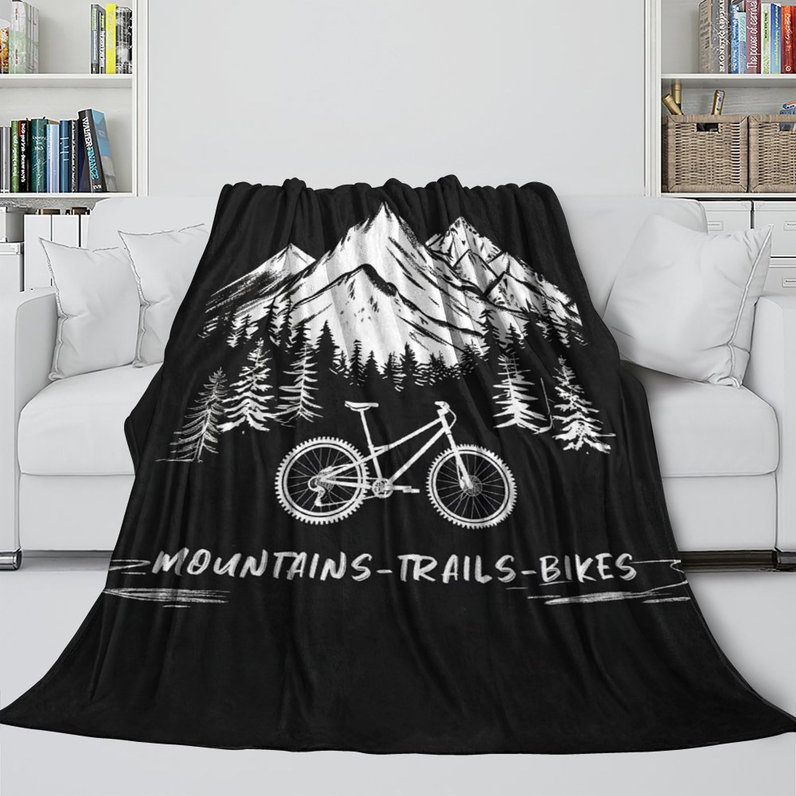 stampa 3D MountainBikeDesign coperta microfibra biancheria da letto compatta e morbida coperta da viaggio leggera per regali per amici viaggiatori RetroAdventureStyle 80×90inch(200x230cm)