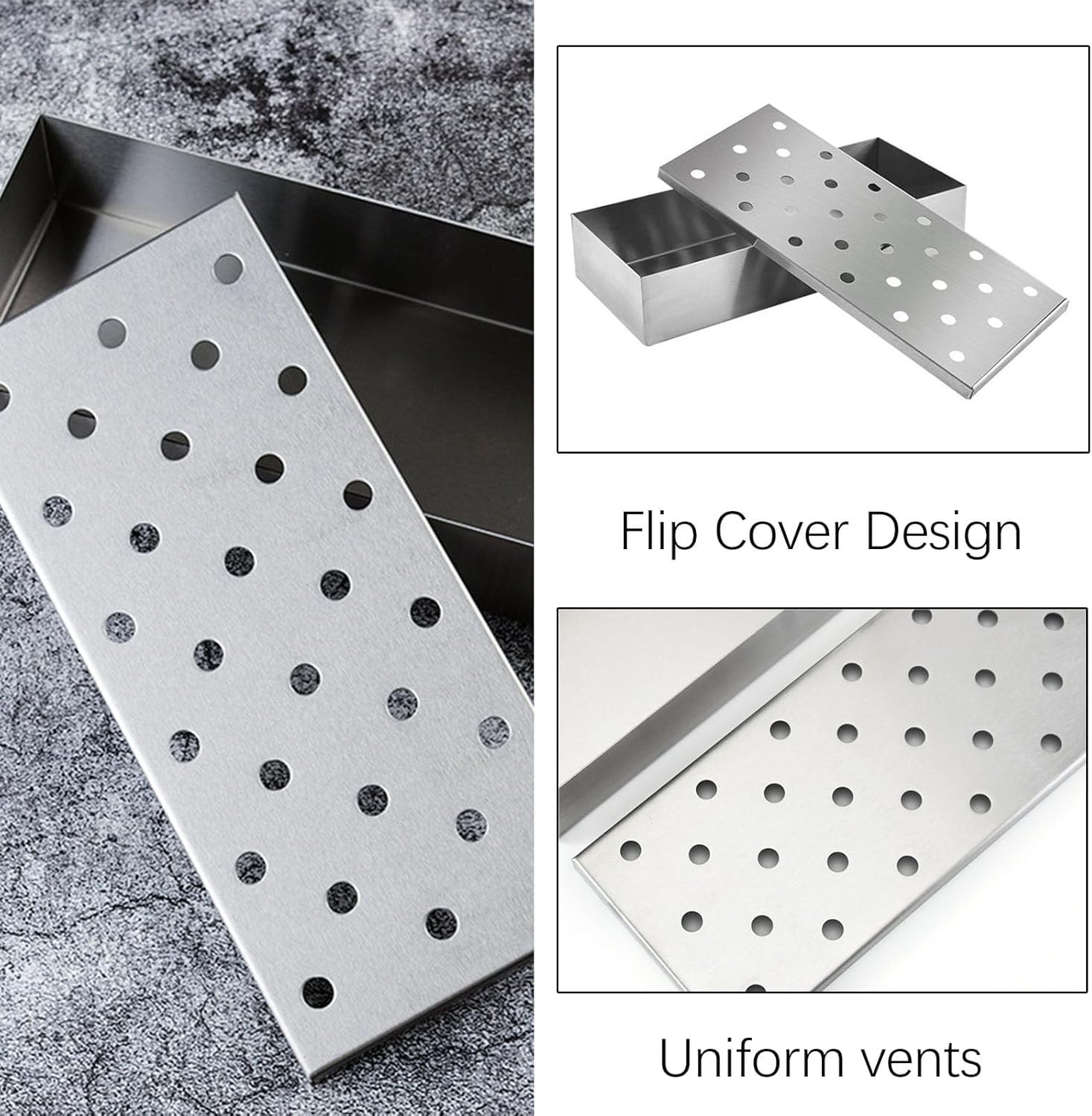 Scatola Per Affumicatura Focenat In Acciaio Inox - Per Barbecue A Gas E Carbonella, 20x10x5 Cm, Aroma Box - Foto 6