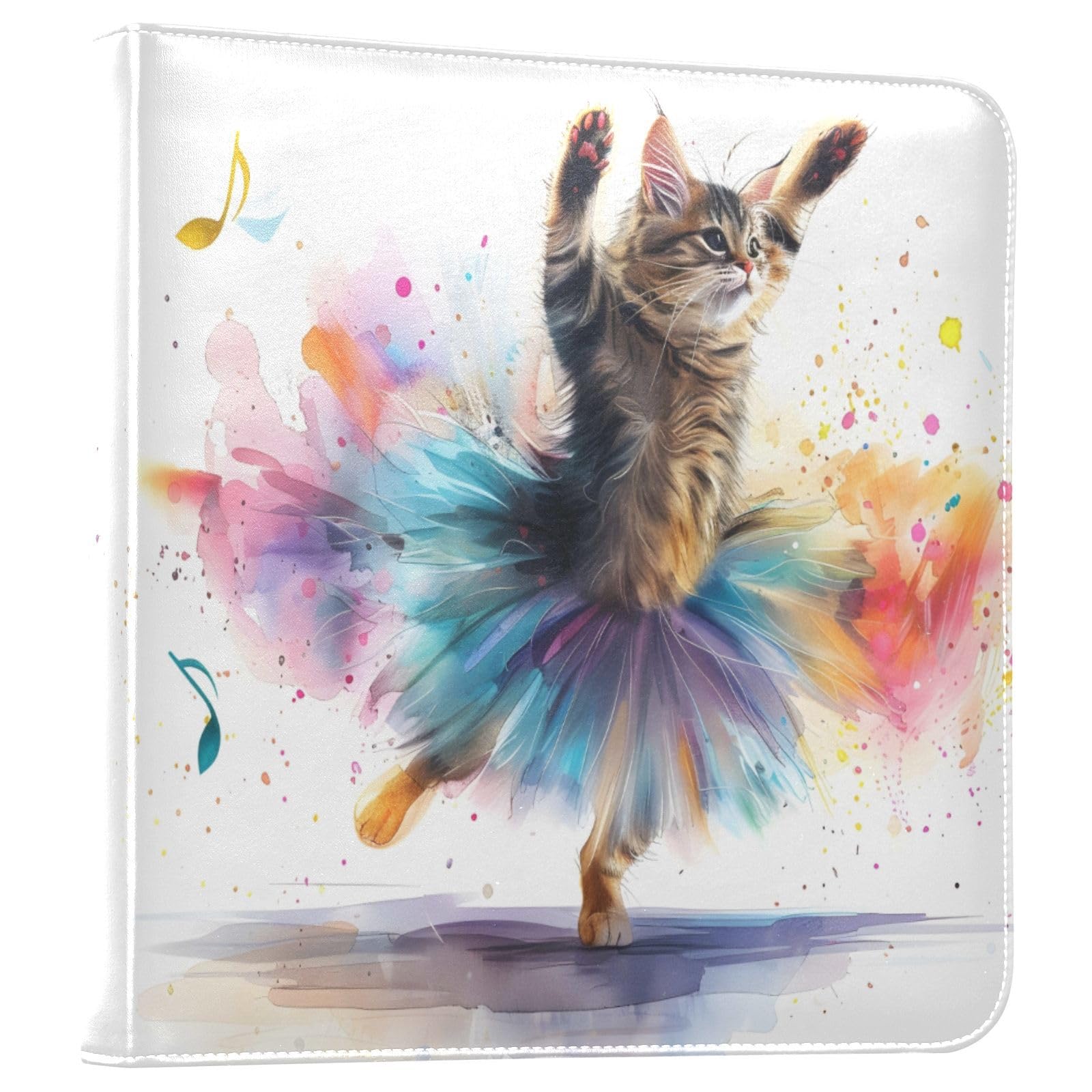 JIPONI Dancing Cat Large Photo Album, DIY Leather Cover Scrapbook Albums for 4x6 5x7 6x8 Pictures, Self Adhesive Memory Book for Wedding, Baby, Family