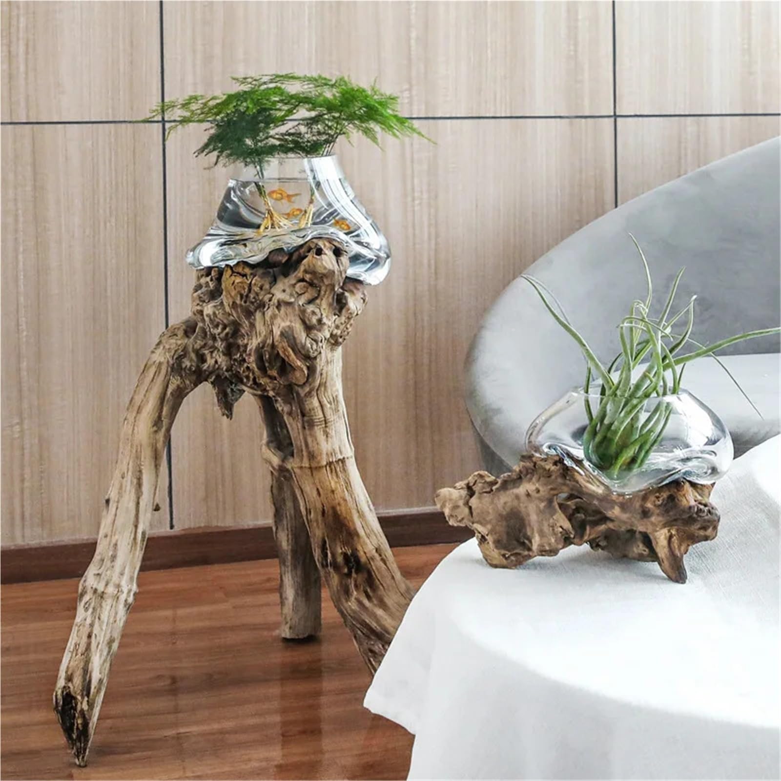 Vase Hydroponique Verre Vase à bonsaï en Verre, Support Bois Mort, Pots de Plantation hydroponiques, Pot Fleurs, Cadre d'art, Terrarium, Accessoires décoration for la Maison(Size C)