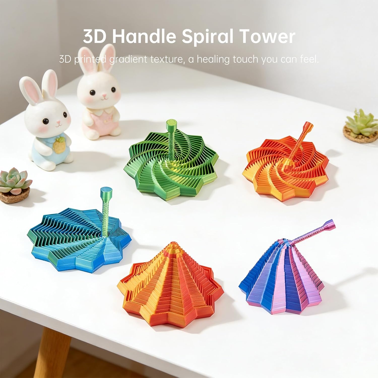3D Printed Sensory Fidget Star,Dual Motion Fidget Toy with Reinforced Handle Color-Changing Spiral Finger Toy with Auditory Feedback, ADHD Anxiety Relief Desk Toy for Office Gifts (red-Gold)