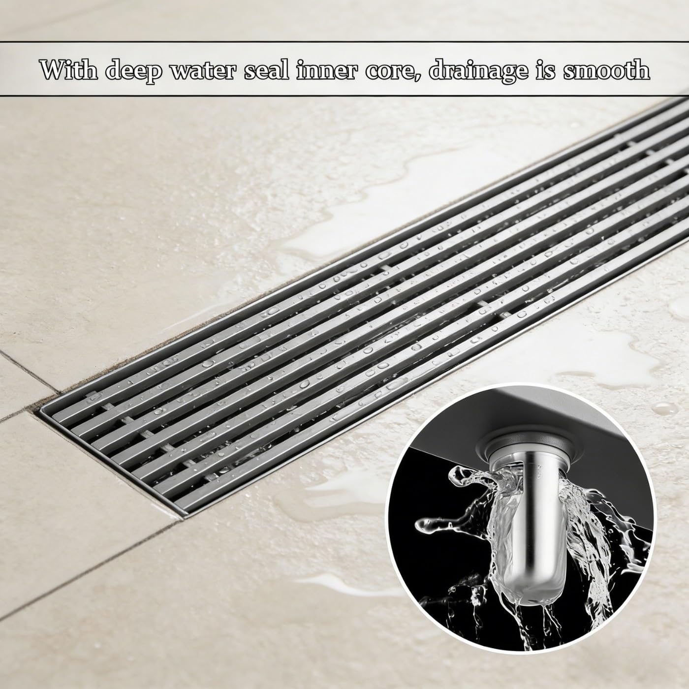 50cm 60cm 70cm 80cm 90cm Caniveau Douche Italienne avec Grille Amovible Caniveau de Douche Rectangulaire de Acier Inoxydable Siphon de Sol avec Anti-Blocage Filtre Gris(8 * 60cm)