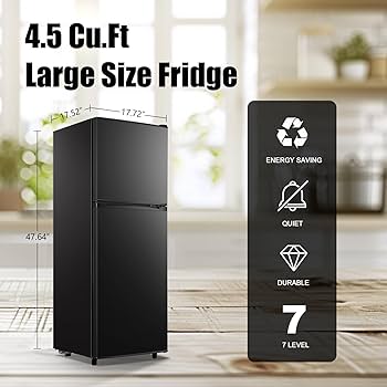 Amazon.com: WANAI Compact Refrigerator 4.5 Cu.Ft, 2 Door