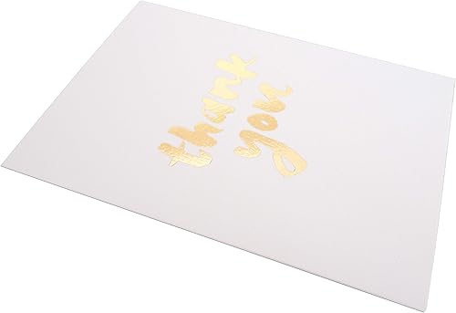 Miniatura 3 de CHRIZ.Z Tarjeta de agradecimiento – Tarjeta texturizada blanca con letras doradas con 1 sobre de papel kraft – 5 x 7 pulgadas en blanco en el