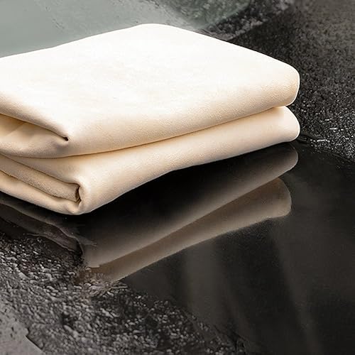 Miniatura 8 de RIVERLAKE - Gamuza de limpieza natural para automóvil, piel de ciervo auténtica, toalla de secado para lavado de auto, súper absorbente, 3 tamaños