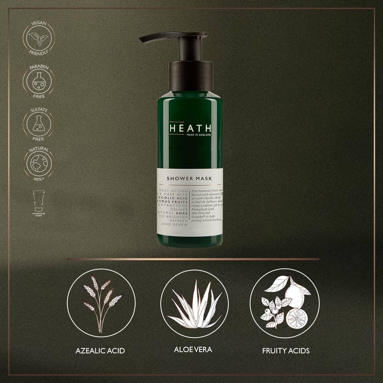 Heath Men’s Shower Mask 85ml, Face Mask With Glycolic and Citrus Fruits, Face Cleanser, Eliminates Dead Skin - Image 5