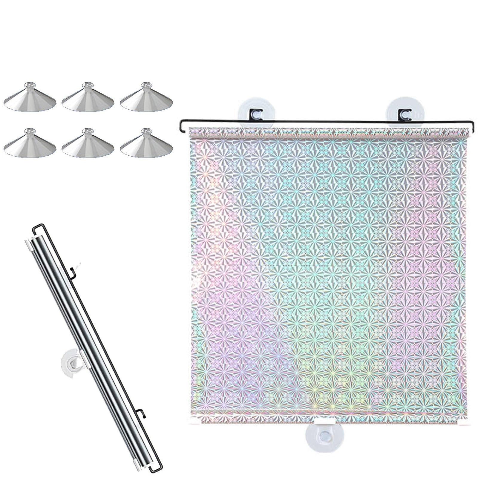 Tenda a Rullo Oscurante Senza Forare, Tenda Avvolgibile con Ventosa, Termica Isolante Protezione Solare, persiane Temporanee per Camera da Letto e Soggiorno(Silver,80W x 200H cm)