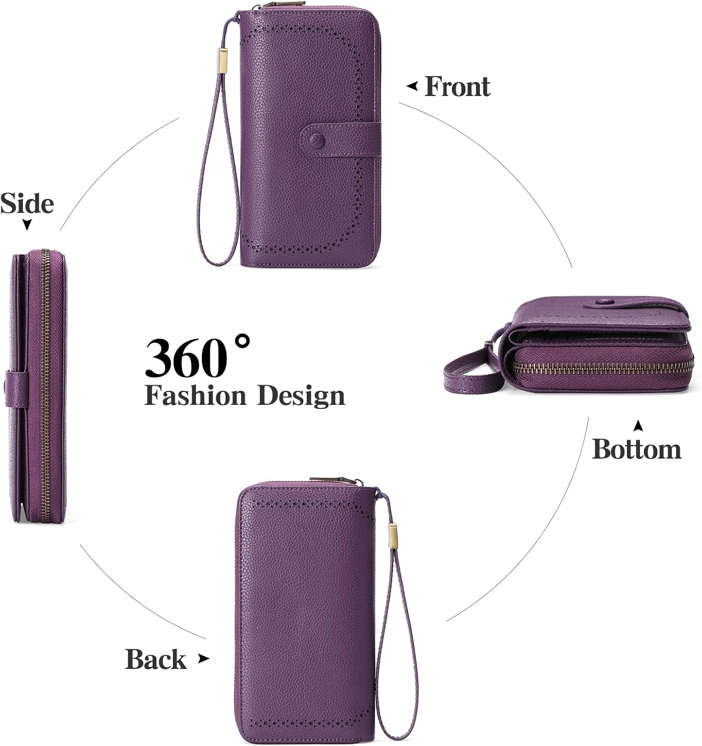 GAEKEAO Leather Credit Card Holder Wallet for Women RFID Blocking Large Capacity Bifold Zipper Card Case Organizer with Wristlet 45 Slots - Image 4