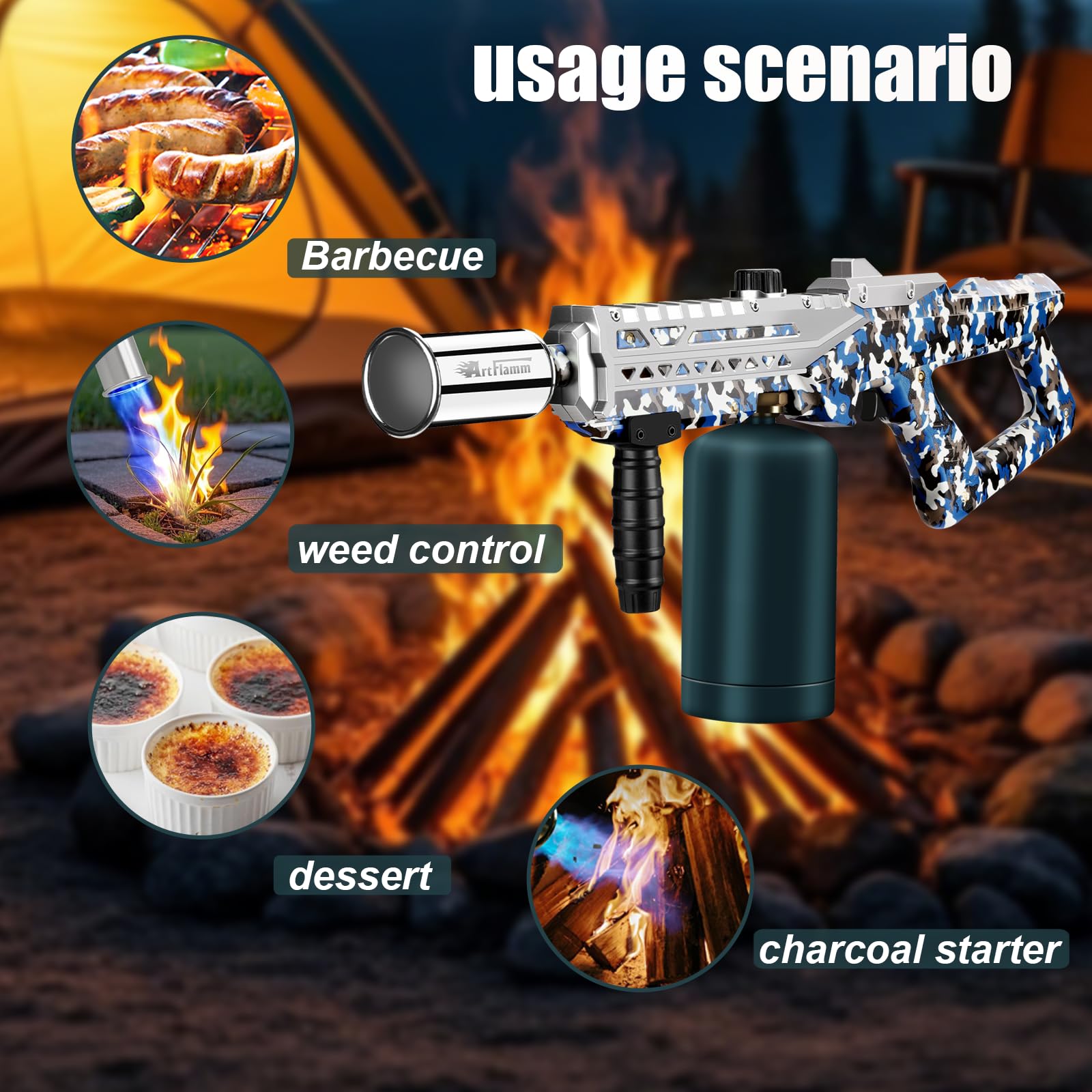 Pistola de antorcha de propano, potente pistola de antorcha para parrilla, pistola de antorcha de cocina con llama ajustable, lanzallamas, antorcha de cocina de alta potencia para barbacoa