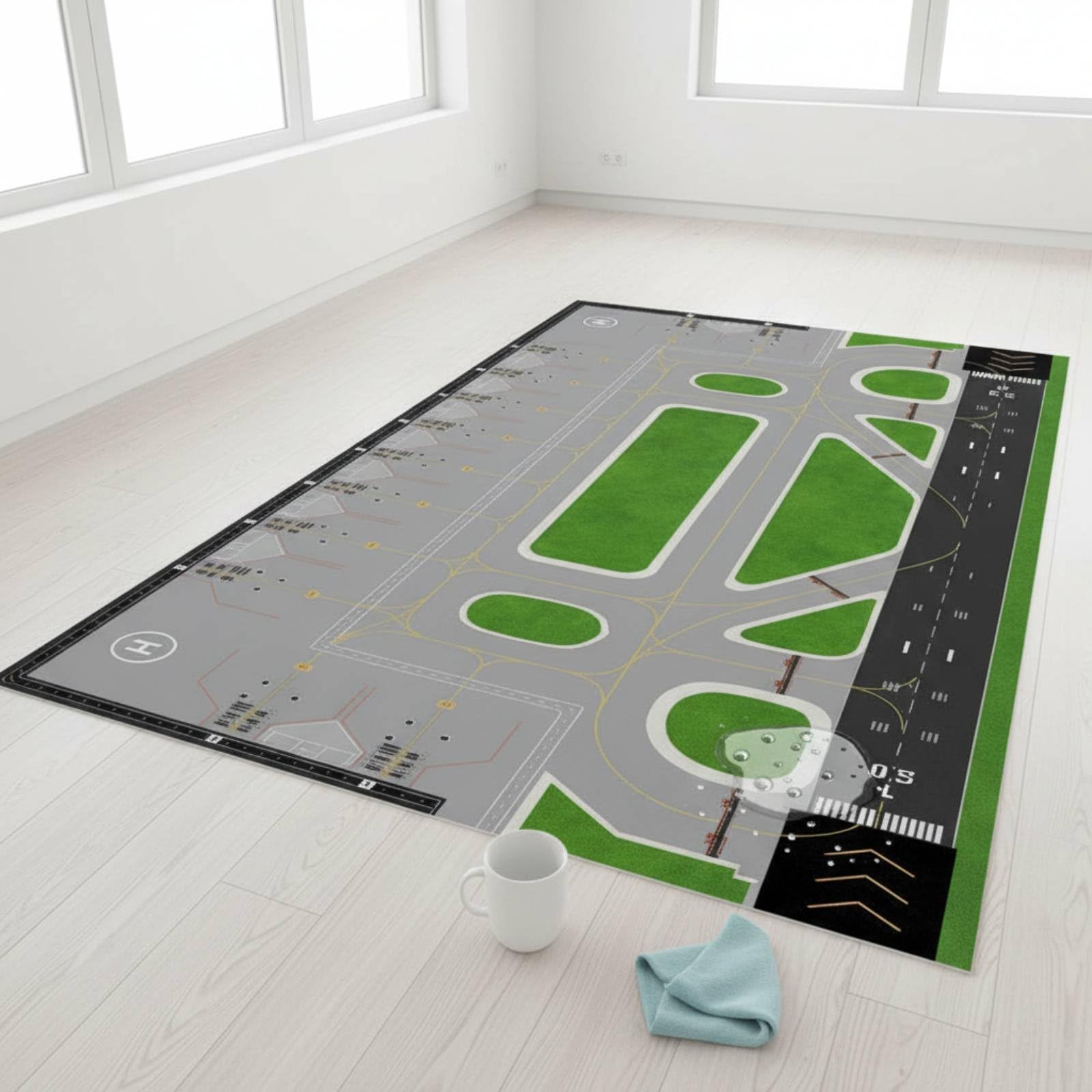 Flugzeug Flughafen Hintergrund Matte, 1 0.6 Meter, 2 Große + 6 Business-Stellplätze, Folienmaterial, Wasserdicht Und Verschleißfest