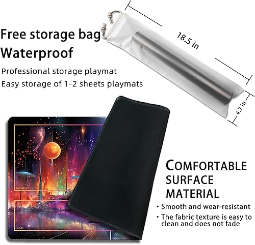 Miniatura 2 de MTG - Tapete de juego con bolsas de almacenamiento gratis, tapete de juego MTG de 24 x 14 pulgadas, TCG y tapete de juego de mesa para tarjetas,