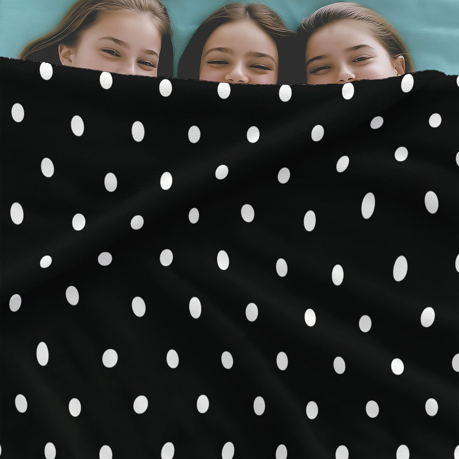 Manta para Sofá, Invierno Verano Manta Polar Puntos Blancos Geométricos Cálida Mullida Super Caliente Ligera Mantas Cama para Adulto y Niño Sala de Estar, Negro, 200x200 cm