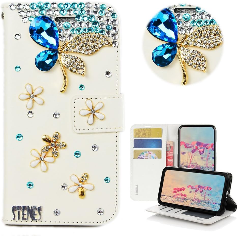 STENES Bling Wallet Phone Case Compatible with Umidigi F2 6.53 inch 2020 - Stylish - 3D Handmade Cute Pearl Beer Sexy Lips Magnetic Wallet Stand Leather Cover Case - Pink