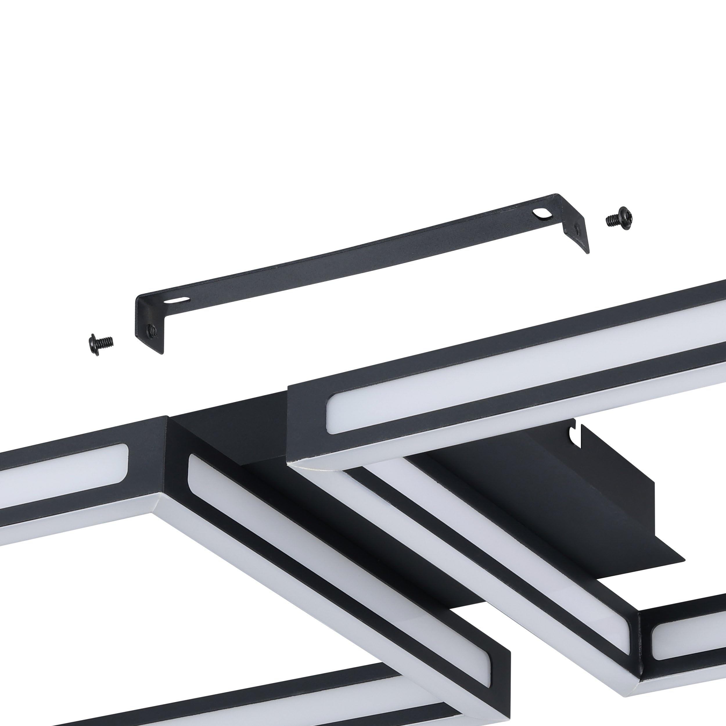 Eglo LED lámpara de techo Altaflor, minimalista, iluminación de metal | en negro y plástico en blanco, luz de cocina, L 65 cm