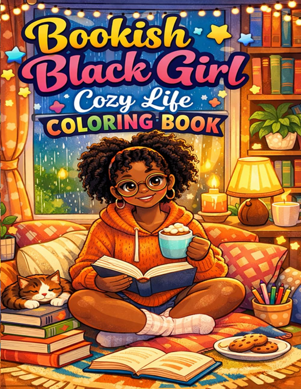 Bookish Black Girl: Cozy Life Coloring Book