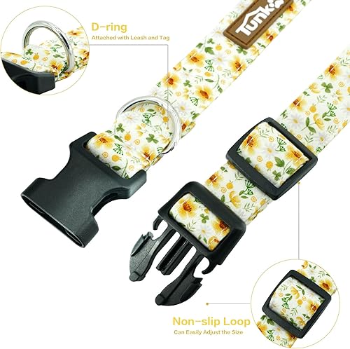 Miniatura 4 de Tunkoo Collar de perro de flores de margarita, bonito collar floral ajustable para perros machos y hembras, collar de perro con hebilla de plástico