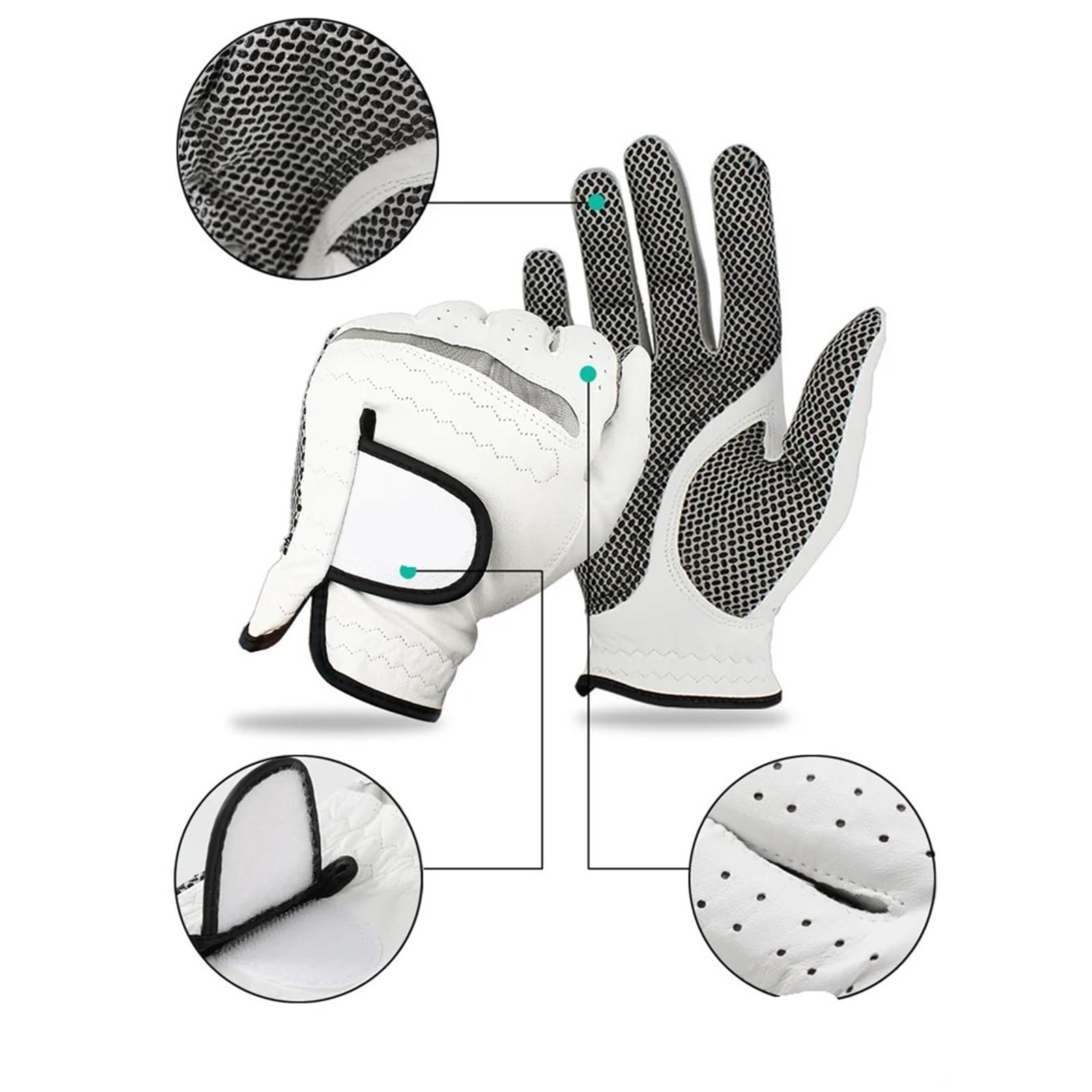 Gants de Golf en Peau de Mouton for Hommes, 5 Paires