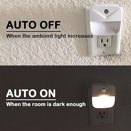 Miniatura 3 de Paquete de 4 luces nocturnas enchufables, luces nocturnas LED con sensor inteligente del atardecer al amanecer, luces nocturnas enchufables en la