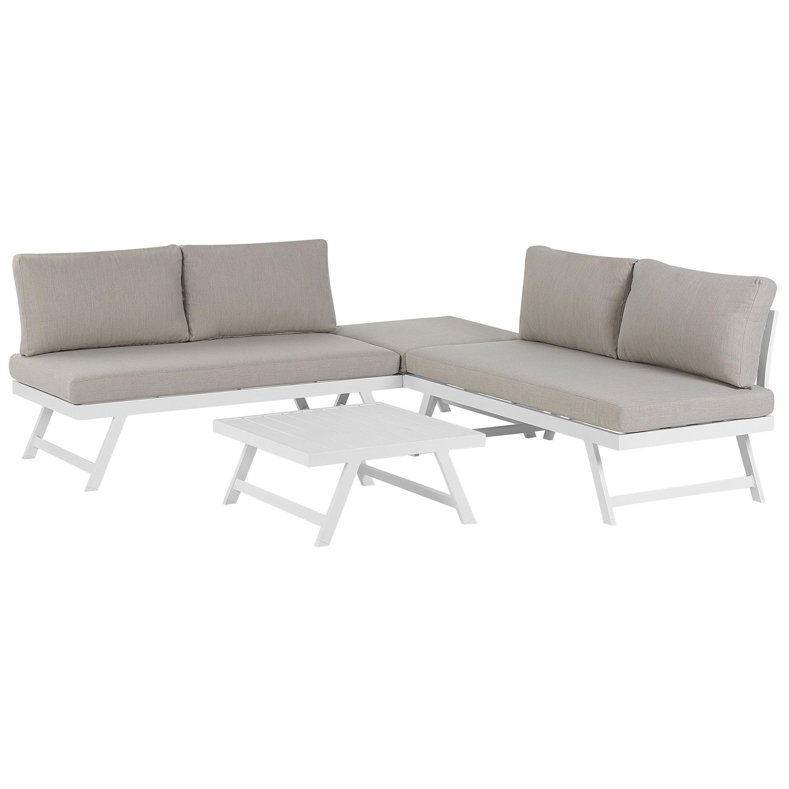 Beliani Gartenset einstellbare Rückenlehne 5-Sitzer aus Aluminium in Taupe Coccorino