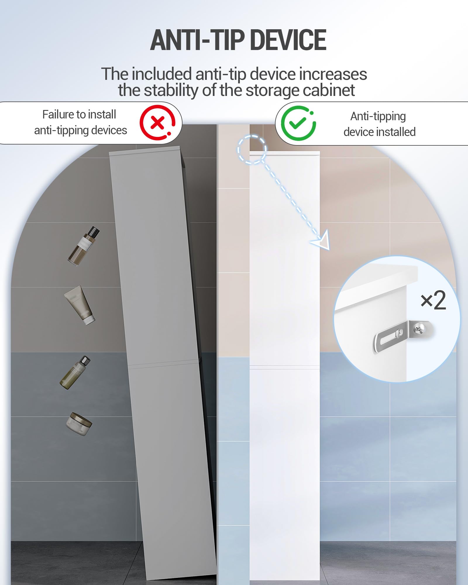 Hzuaneri Mobile Bagno con Luci LED, Mobiletto Bagno Salvaspazio, 4 Ante e 2 Vani Aperti, Ripiani Regolabili, Moderno, per Soggiorno e Ambiente, 28 x 60 x 170 cm, Bianco SC40003XEU