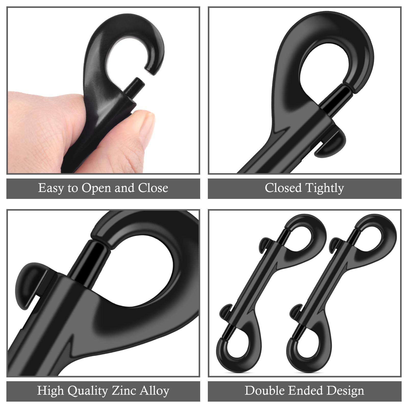 Double End Bolt Snap Zinc Alloy Nickel Plated 2 Sided Trigger Hook 3 Pack