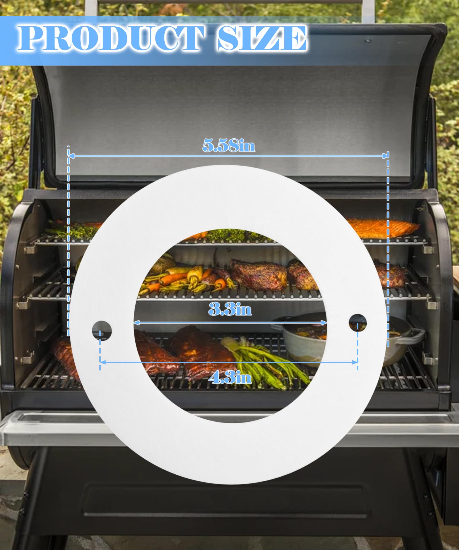 2Pcs-Chimney Insulation Cotton Gasket Compatible with Traeger,Pit Boss,Camp Chef Pellet Gril