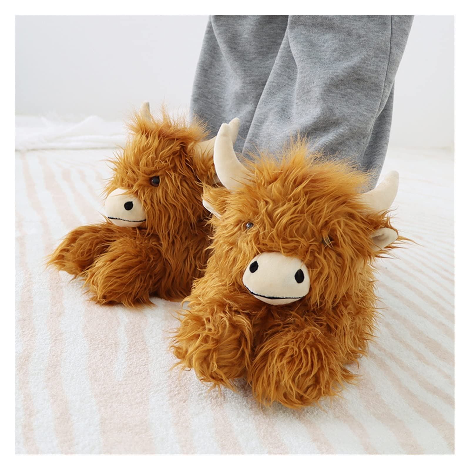 Pantofole Morbide A Forma Di Mucca Delle Highland | Antiscivolo E Calde | In Peluche Per Casa E Inverno | Regalo Simpatico - 2