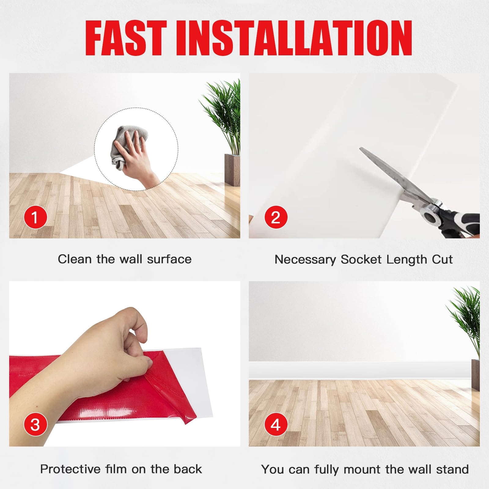 Rodapié suave autoadhesivo, zócalo de 10 cm x 10 m autoadhesivo para todo tipo de habitaciones, zócalo blando adhesivo marco final de PVC, zócalos flexibles de marco de pliegue - apartamento blanco