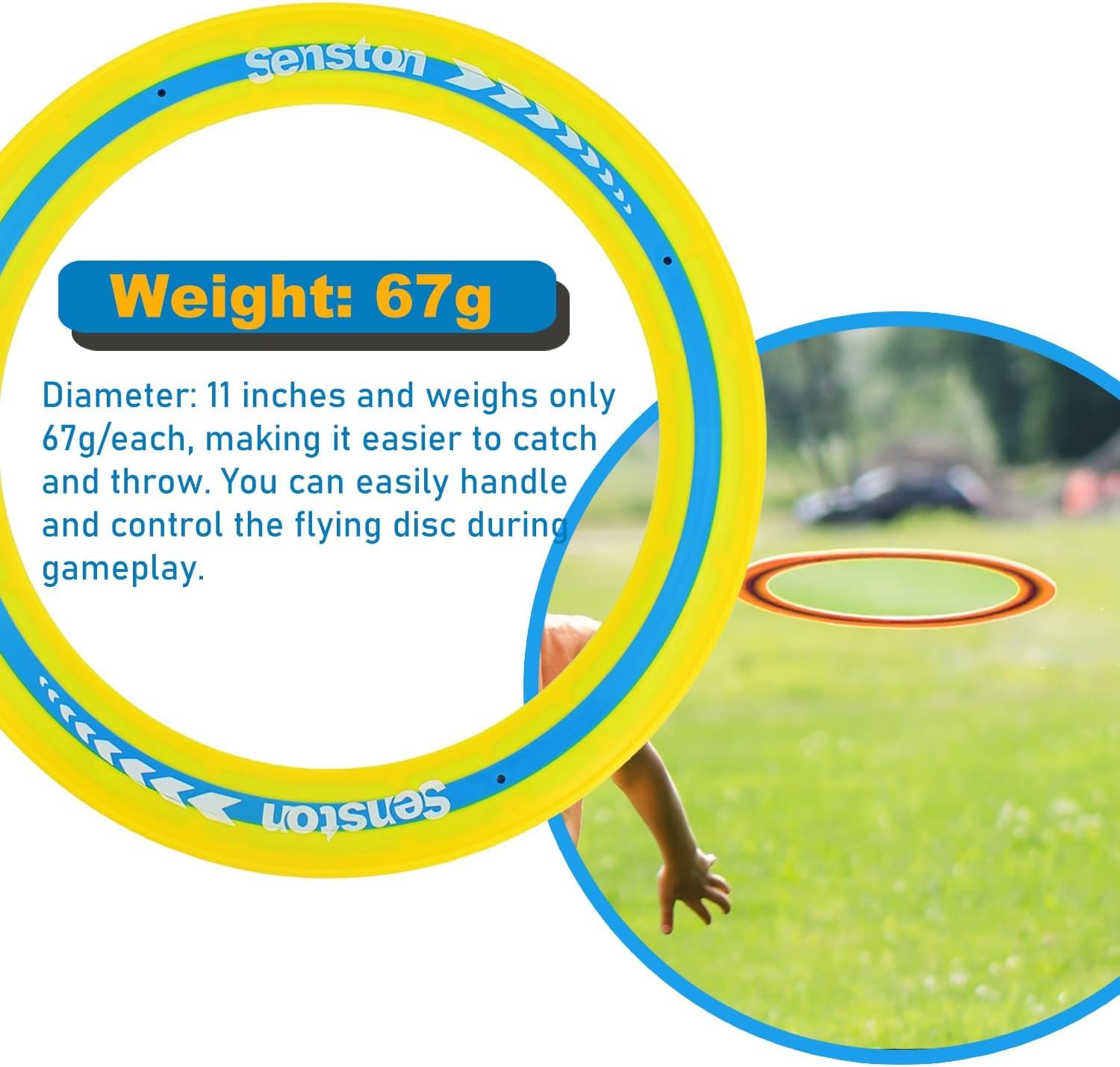 Senston Flying Ring 3x Facile da Prendere e Lanciare Flying Disc Pollici per Tutti i Giocatori