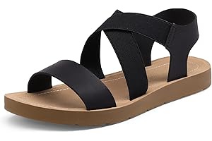 Women's Open Toe Elastic Ankle Strap Flat Summer Sandals