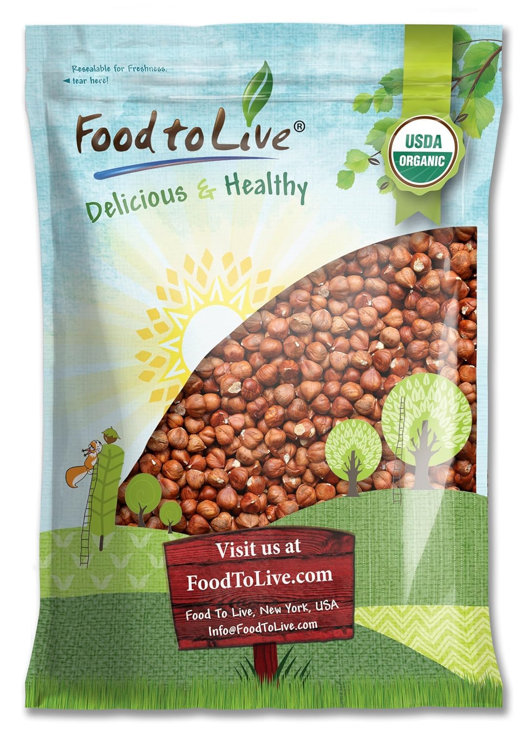 Food to Live Organic Hazelnuts, 8 Pounds – Non-GMO, Raw Filberts, Whole, Shelled, Unsalted, Kosher, Vegan, Bulk. Crunchy, Wholesome Snack. Great for Baking, Trail Mixes
