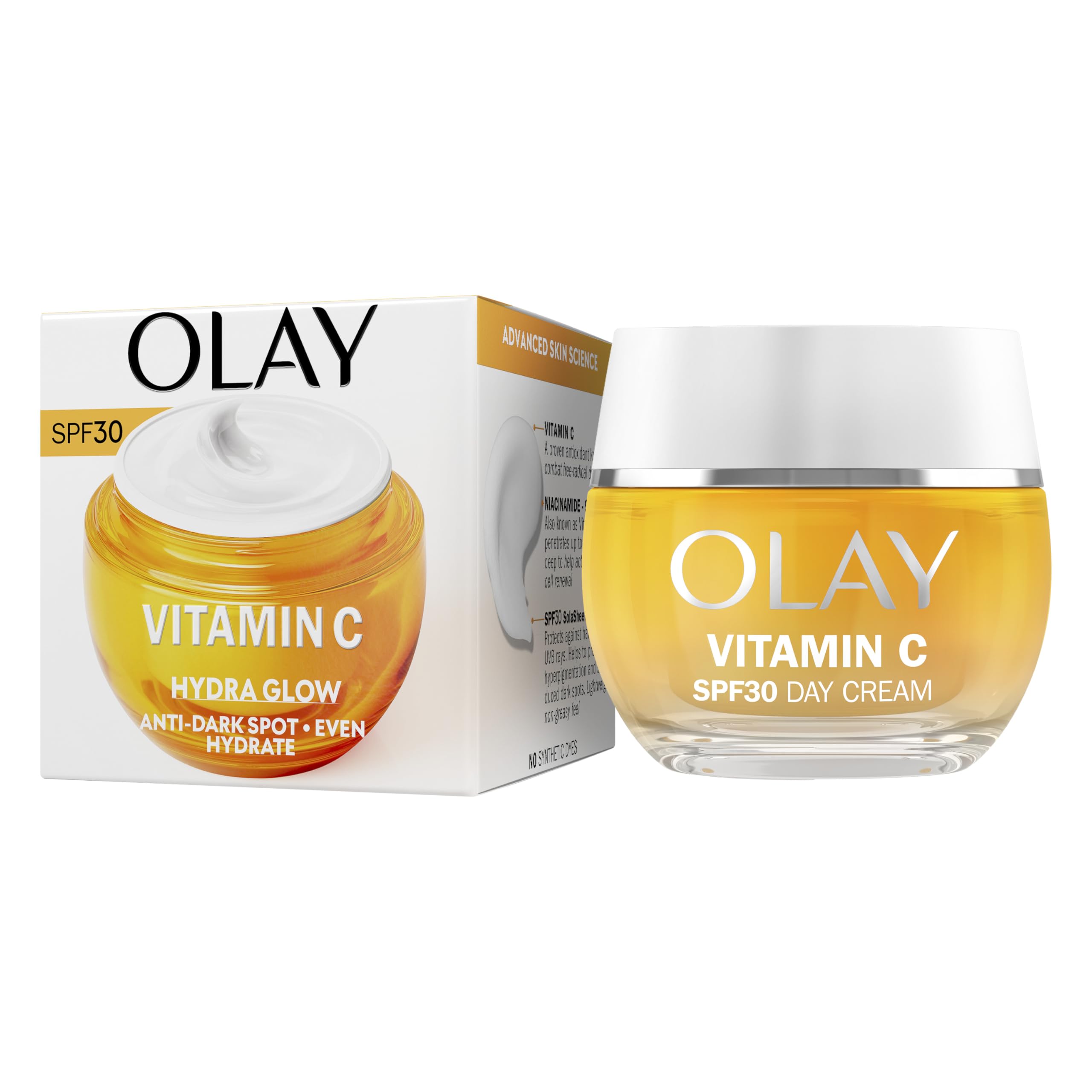 Olay Vitamin C Gesichtspflege Tagescreme – Tagescreme mit LSF 30, Niacinamid 99% Reinheit