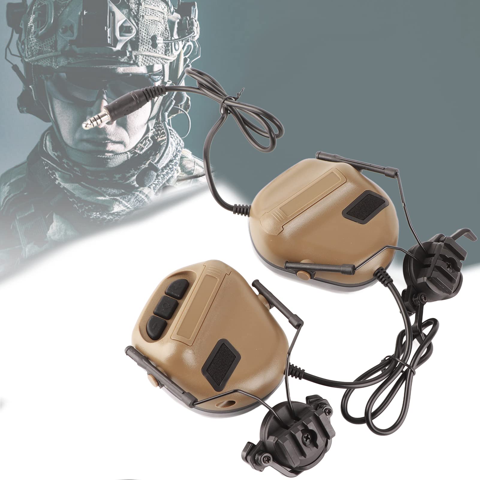 Fydun Airsoft Dummy Tactical, Tácticas Plegables Impermeables para Exteriores, Auriculares con Micrófono, Auriculares para Juegos de Combate CS, Barro (Broncearse)