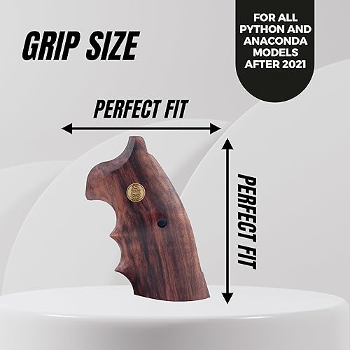 Miniatura 5 de Tactical Mak Grips Colt Python 2021 Professional Grip Black Gun Grips - Agarre de madera natural, textura 3D con talla de plata alemana, perfecto