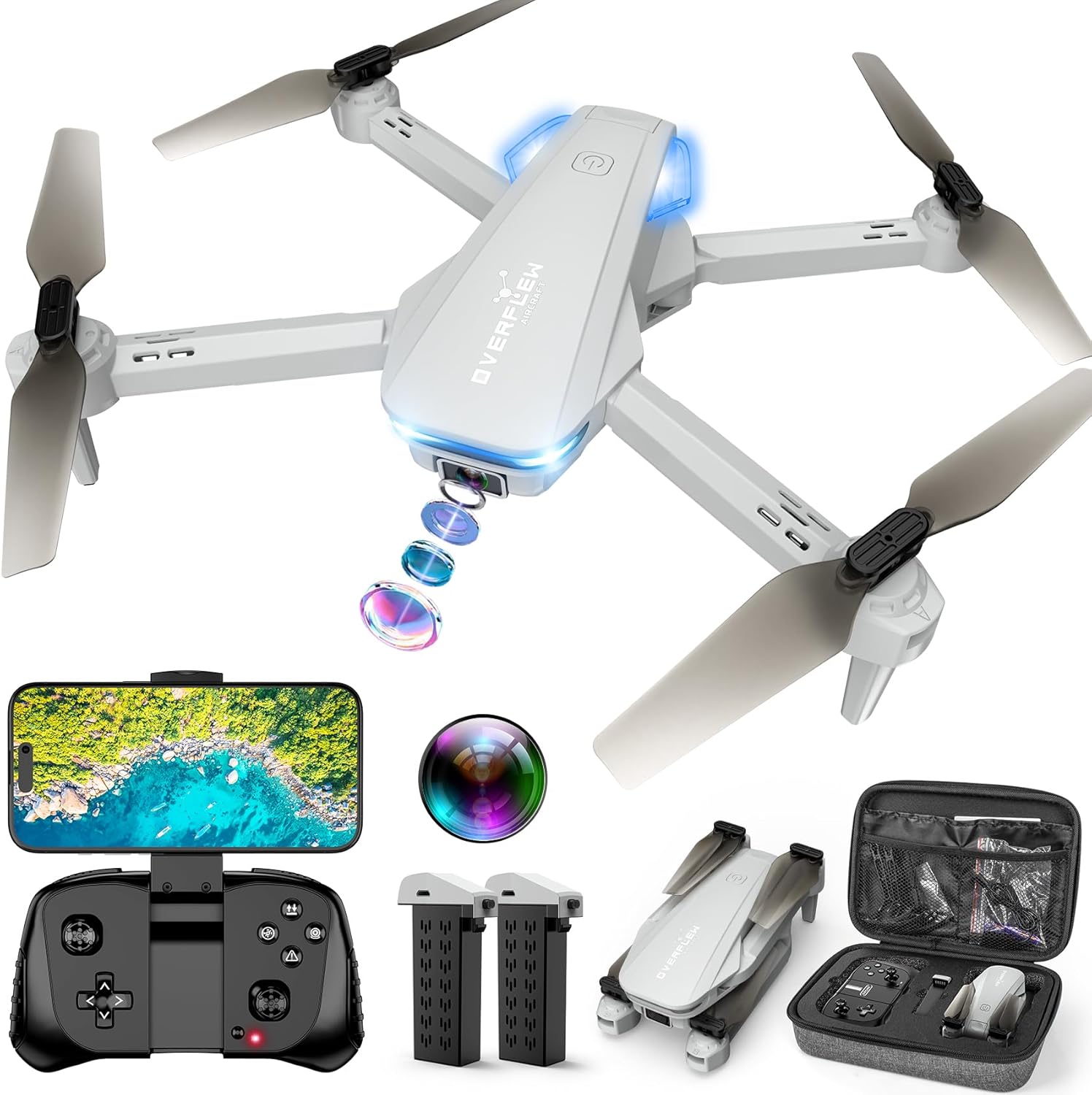Hiturbo S20 gray and white drone with 1080p camera for beginners and adults.