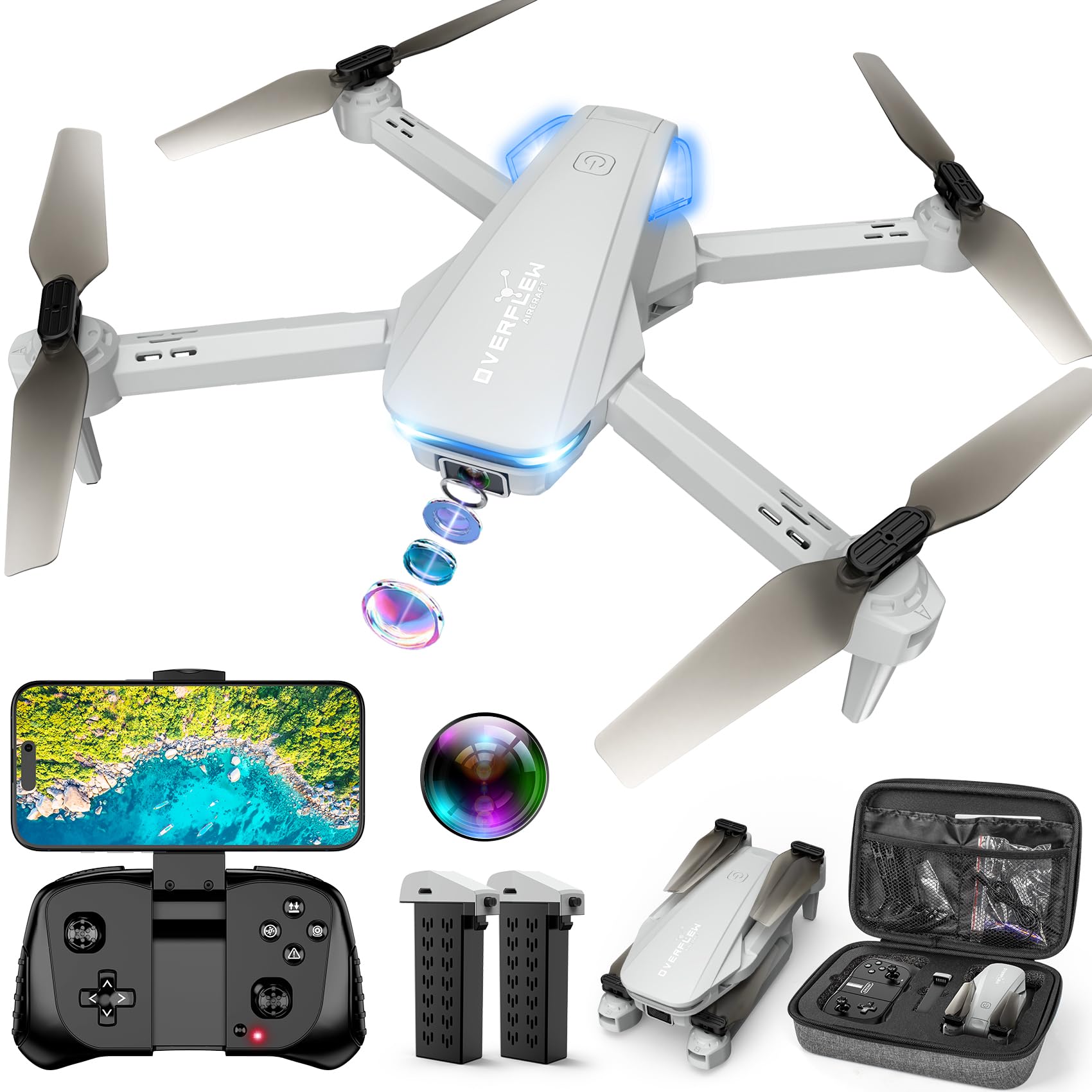 Drone with 1080P Camera for Beginners and Adults, Foldable Remote Control Quadcopter with Voice Control, Gestures Selfie, Altitude Hold, One Key Start