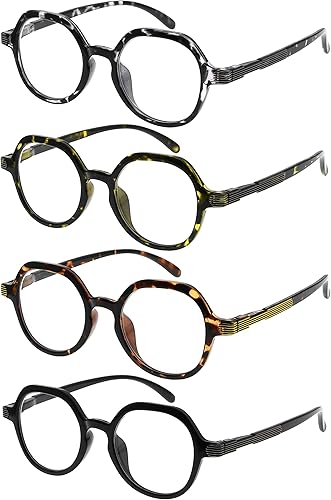 Eyekepper Paquete de 4 gafas de diseño retro para mujeres de lectura - Gafas de lectura vintage para lectores de lentes pequeñas hombres +2.00