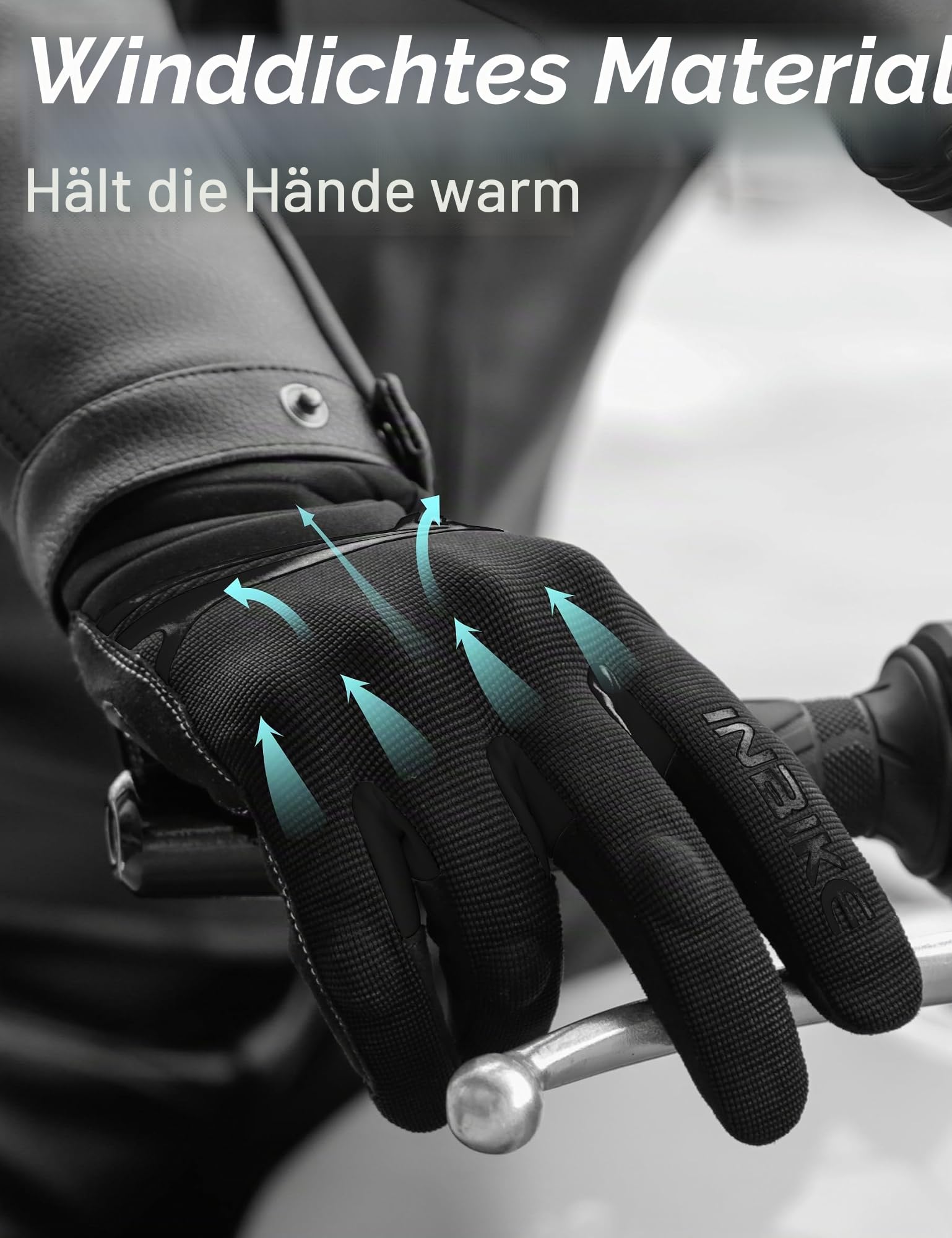 INBIKE Winter Motorradhandschuhe Wasserdicht Warm Winddicht mit Harter Schutz Motocross Motorrad Handschuhe Herren Damen IM902W