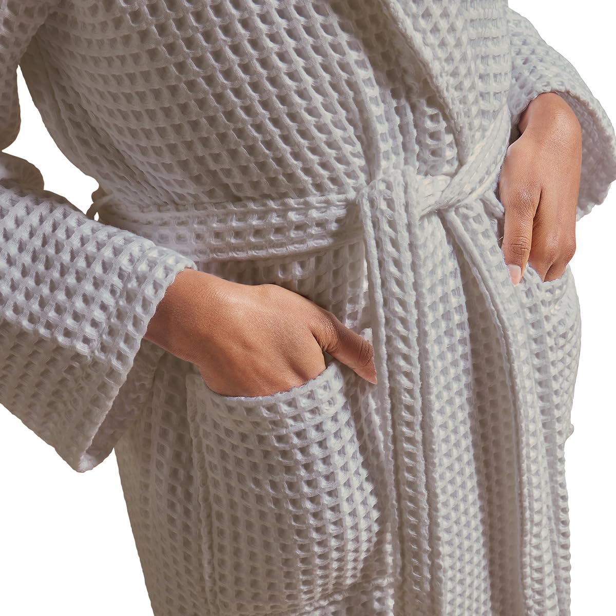 Christy Women's Grey 'Waffle' 100% Turkish Cotton Kimono Style Bathrobe In | Size: Small/Medium