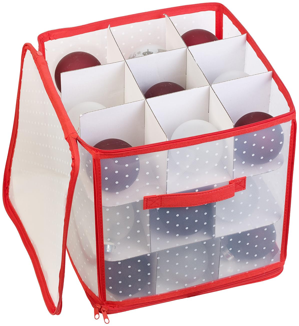 infactory Organizer: Aufbewahrungsbox für 27 Christbaumkugeln bis 10 cm, Tragegriffe (Kugelbox, Weihnachtskugel Aufbewahrung, Ball) Küche, Haushalt & Wohnen