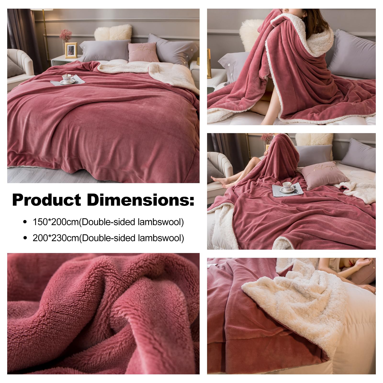 Ergocar Sherpa Decke, Milchvlies Sofadecke Doppelgesicht, Kuscheldecke Flauschig & Super Weich, Hochwertige Decke Dekorative für Alle Jahreszeiten, für Kinder und Erwachsene