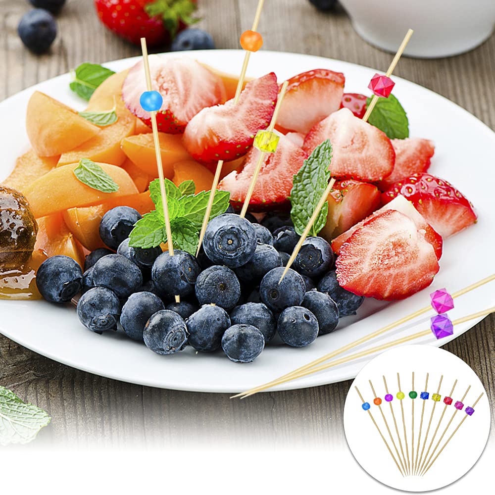 100 Stuzzicadenti Bambù Con Perlina Rossa - 12cm Per Cocktail E Finger Food - Foto 10