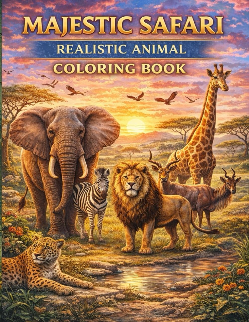 Majestic Safari Realistic Animal Coloring Book
