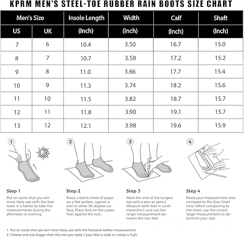Miniatura 3 de Botas de lluvia con punta de acero para hombre, botas de goma de PVC, botas de pesca impermeables, botas de trabajo antideslizantes para exteriores