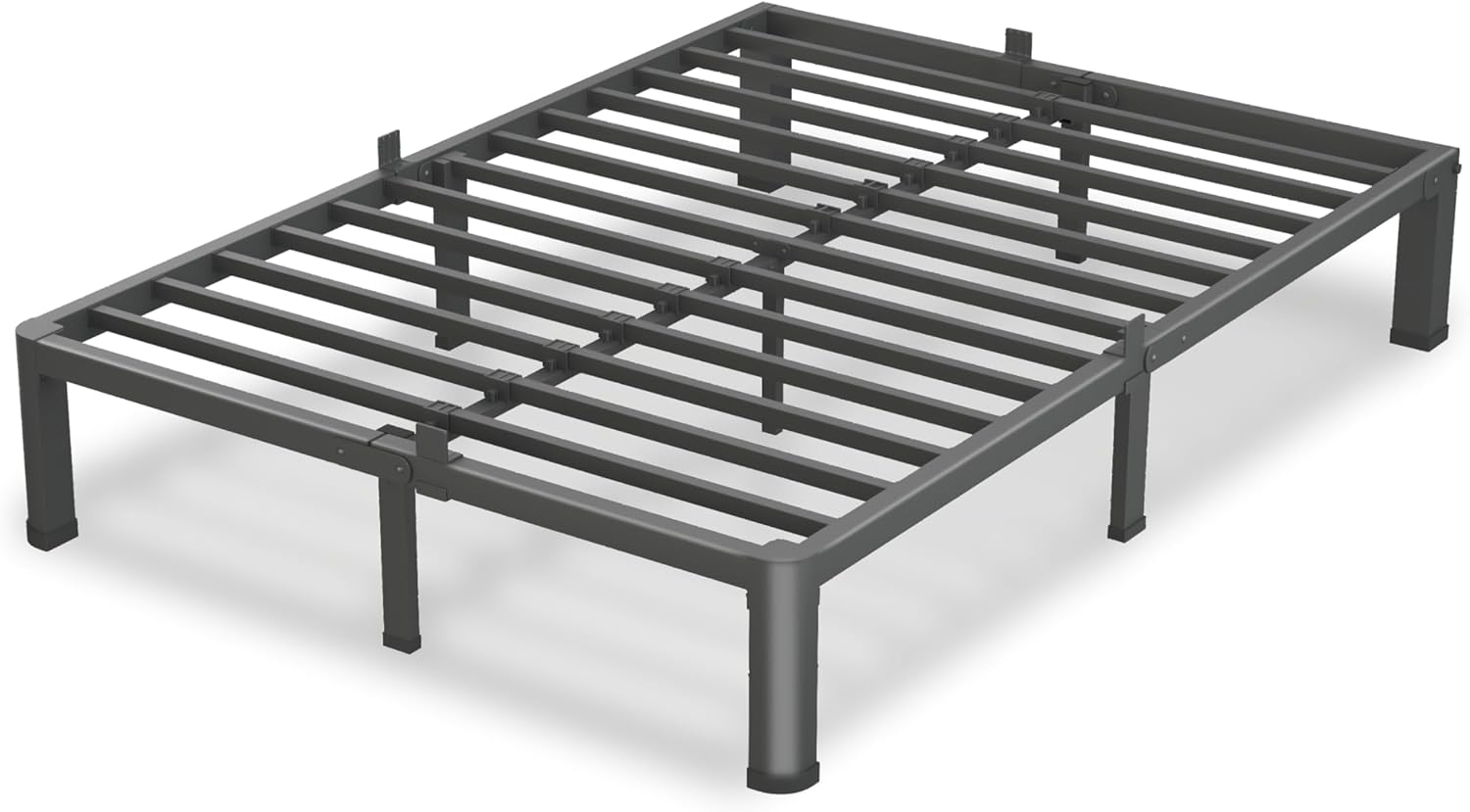 7 Inch Queen Bed Frame, 3500Lbs Heavy Duty Metal Platform with Round Corner Legs Mattress Slide Stopper, Steel Slat Support No Box Spring Needed, Noise Free, Non-Slip, Easy Assembly Queen 7 Inch