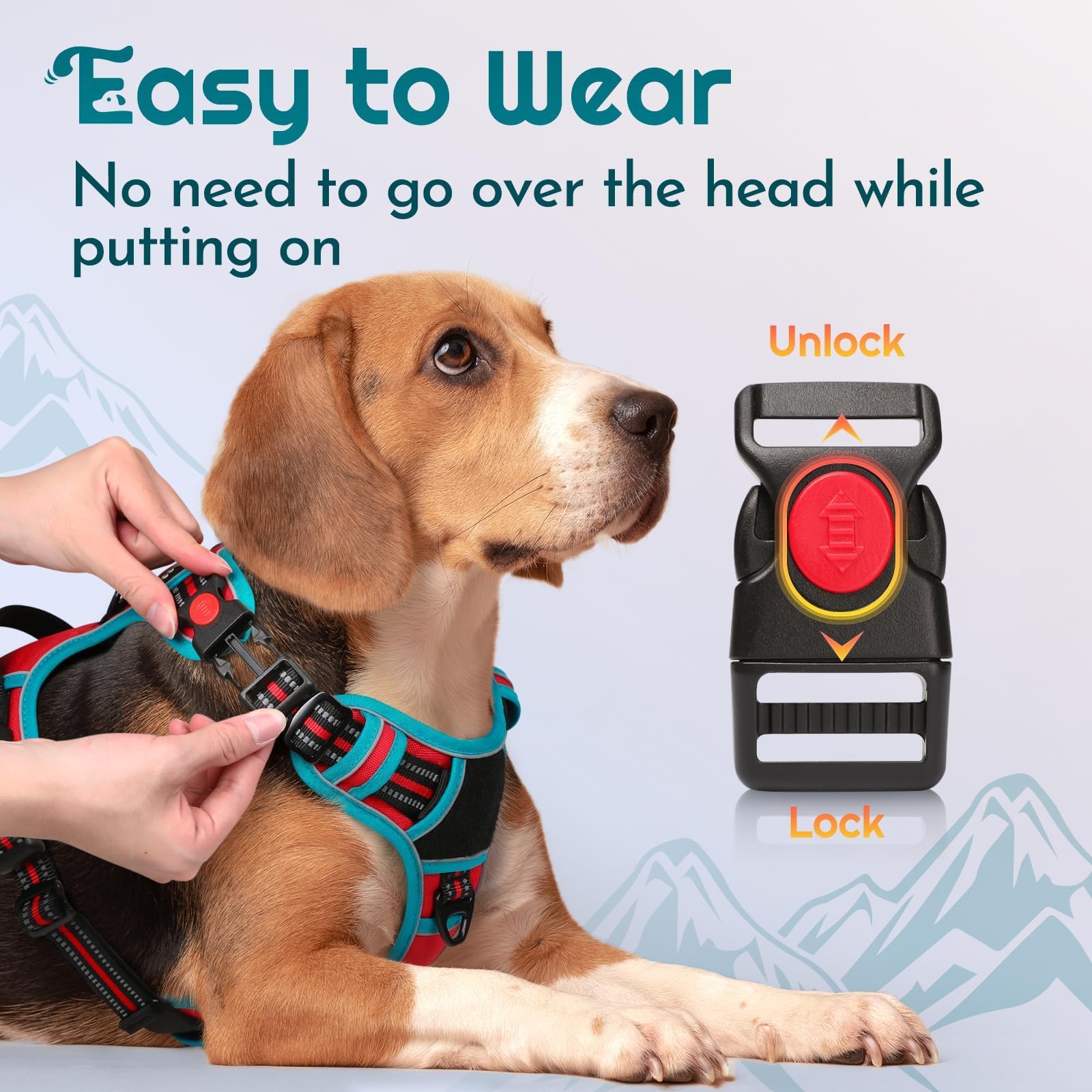 Eagloo Harnais pour chiens de grande taille, harnais réglable anti-traction pour chien avec 3 boucles, harnais rembourré doux, facile à promener avec poignée, gilet réfléchissant anti-étranglement