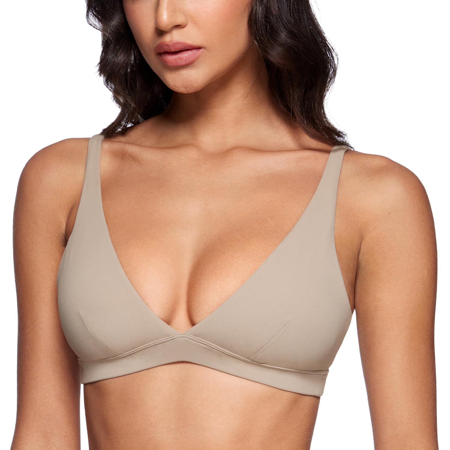 INGIA Womens Deep V-Neck Sports Bra Padded Low Impact - Sports Bras | Mubboo