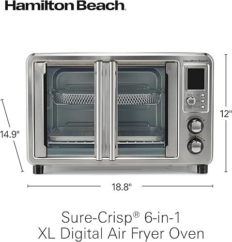 Miniatura 8 de Hamilton Beach Sure Crisp 31191 - Combo de horno tostador digital 6 en 1 XL, con puertas francesas de fácil acceso, funciones para hornear, asar,