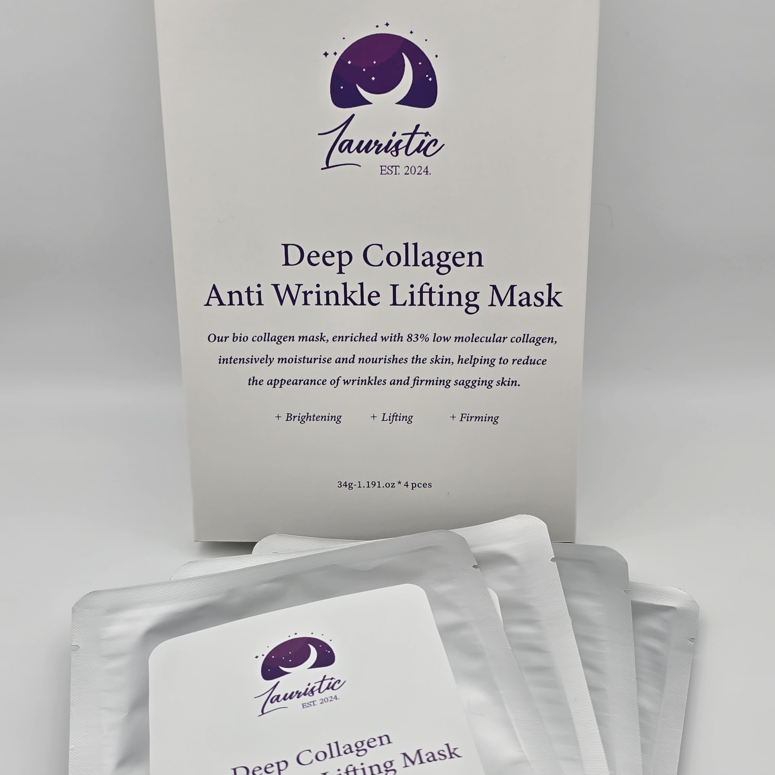 Lauristic Bio Collagen Real Deep Face Mask, Facial Mask for Skincare Hydrating Overnight Hydrogel Mask, Deep Repairing - Image 3