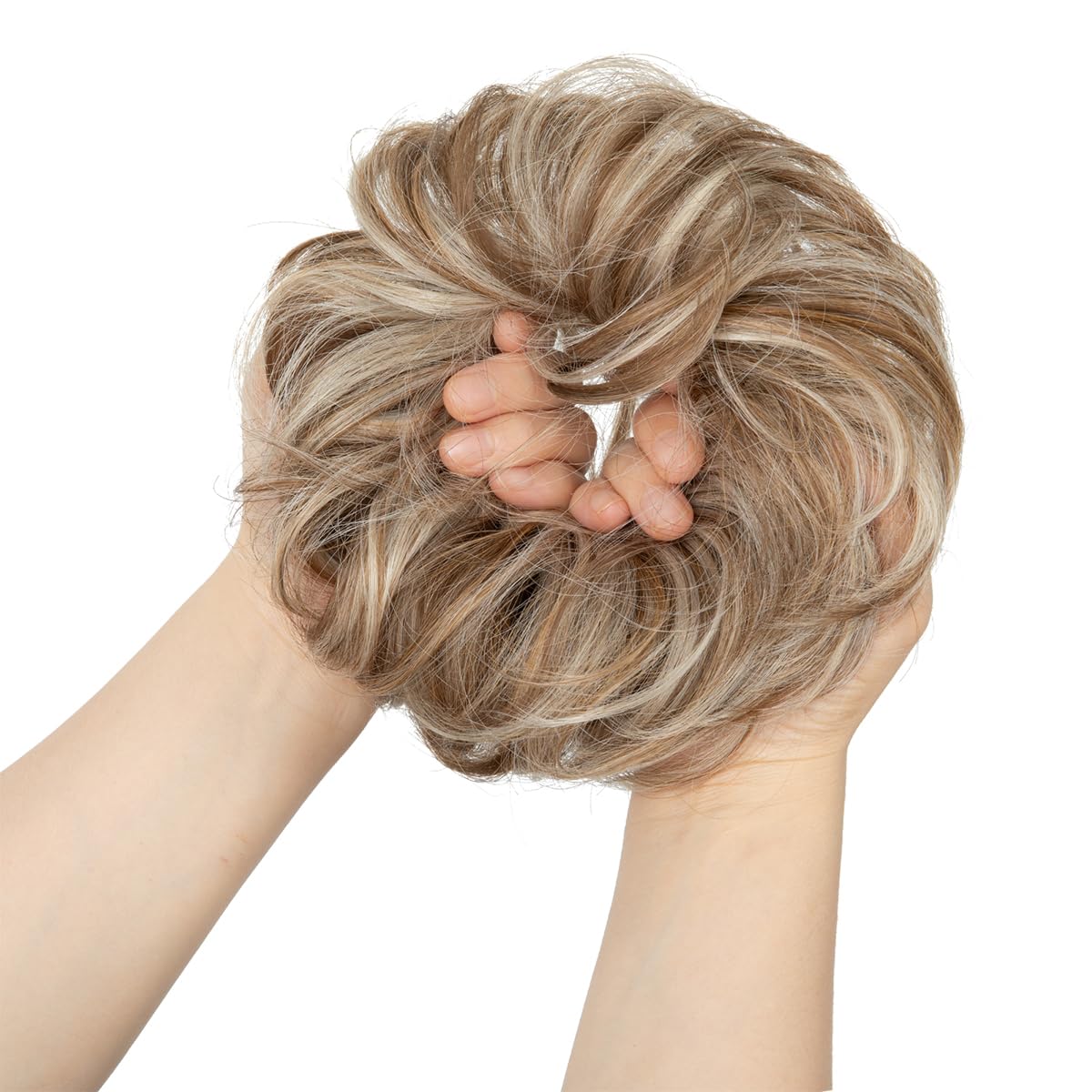 SARLA Messy Bun Hair Piece for Womens Synthetic Scrunchies Buns Extension Hairpieces Updo Pony Tail Beige Multi - Image 3